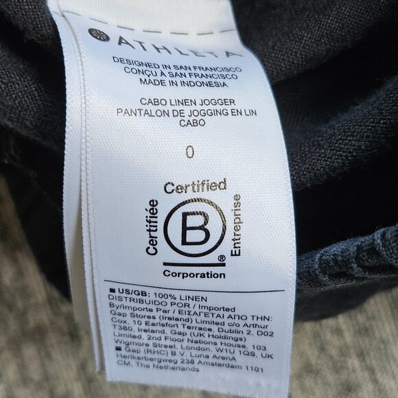 ATHLETA Cabo Linen Joggers Pant Black Chambray Size 0 Lightweight Drawstring - Picture 5 of 9